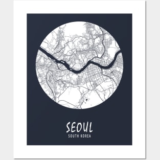 Seoul, South Korea City Map - Full Moon Posters and Art